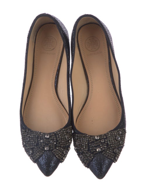 Tory Burch Glitter Crystal Embellishments Ballet Flats
