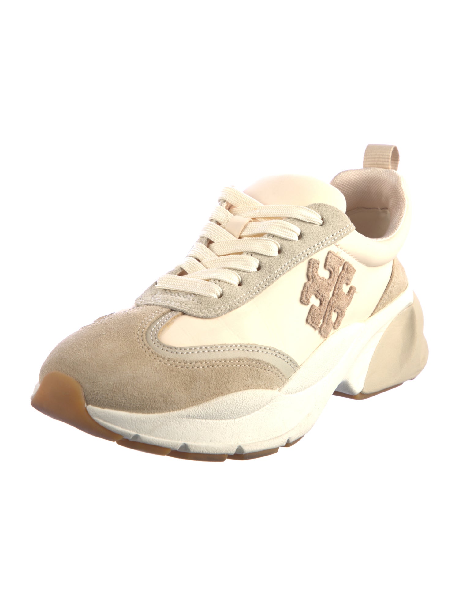 Tory Burch Suede Colorblock Pattern Sneakers