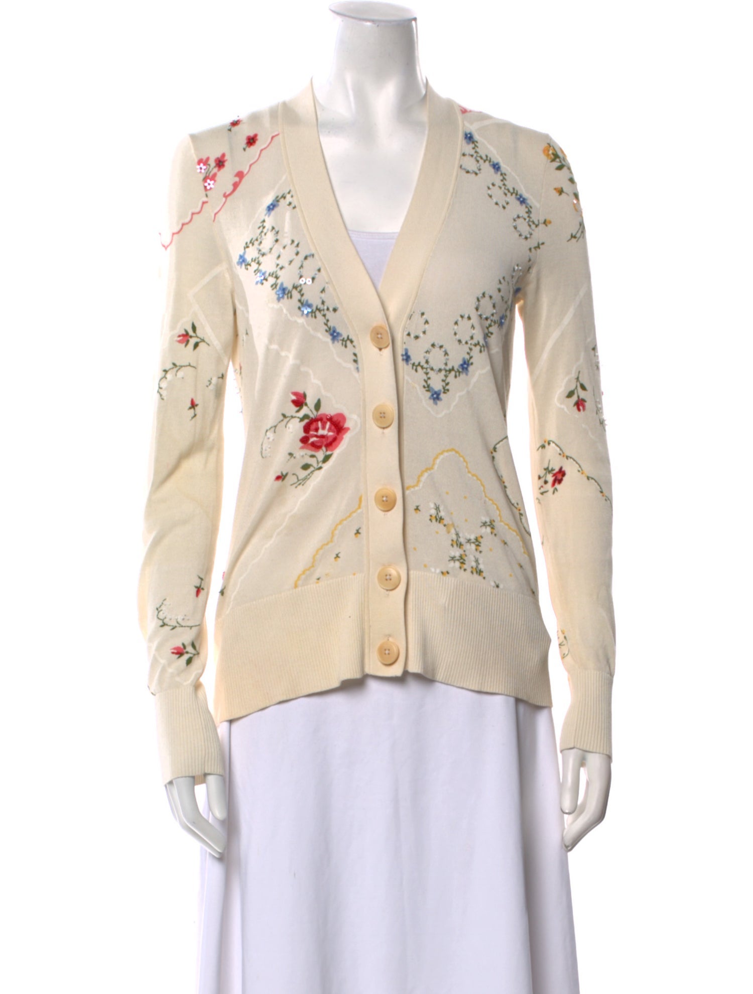 Tory Burch Printed V-Neck Sweater