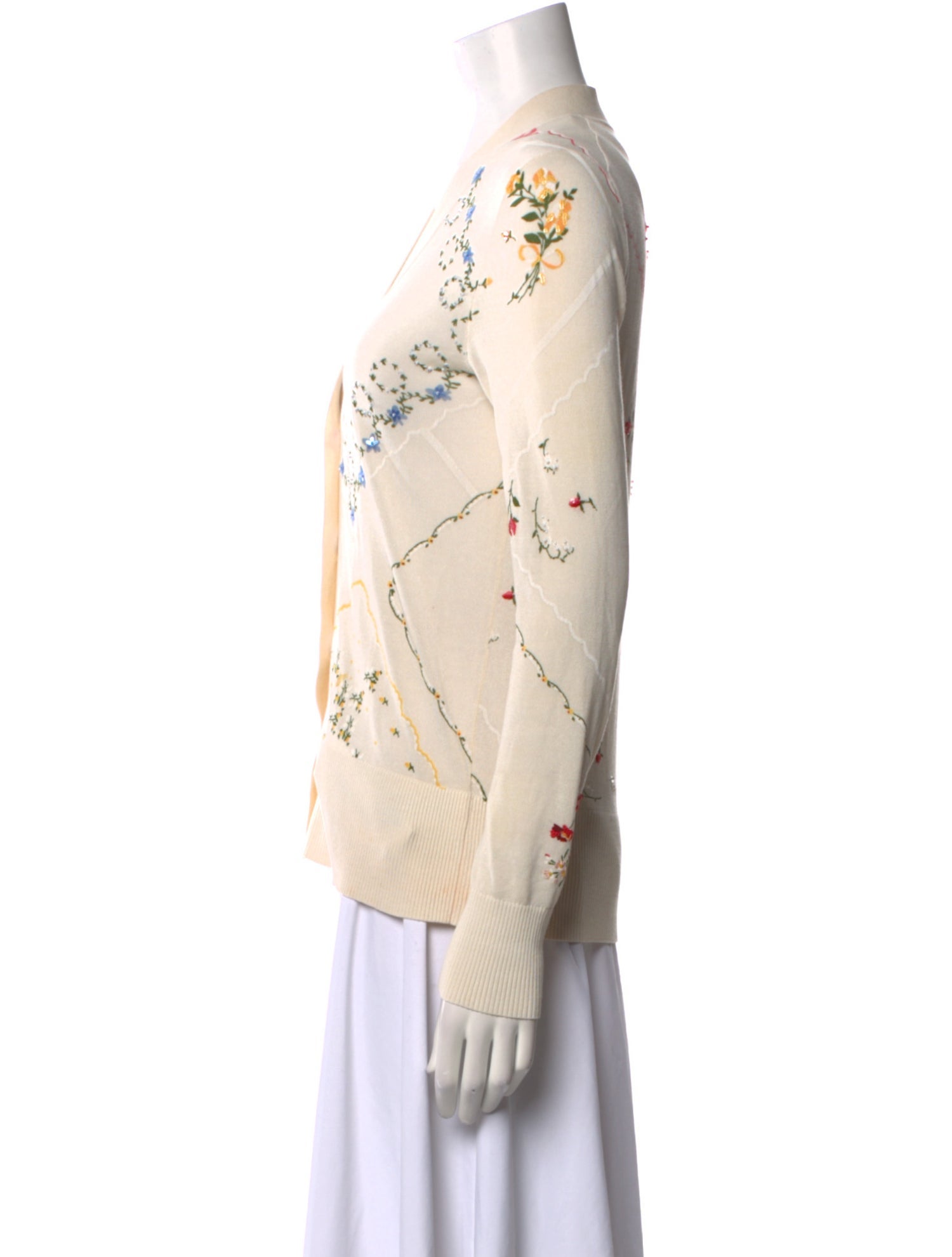 Tory Burch Printed V-Neck Sweater