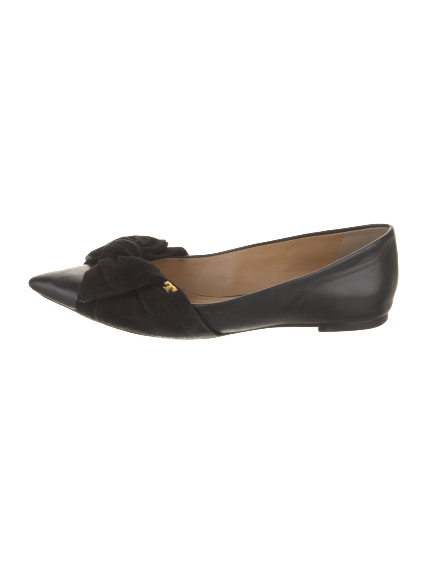 Tory Burch Leather Bow Accents Ballet Flats