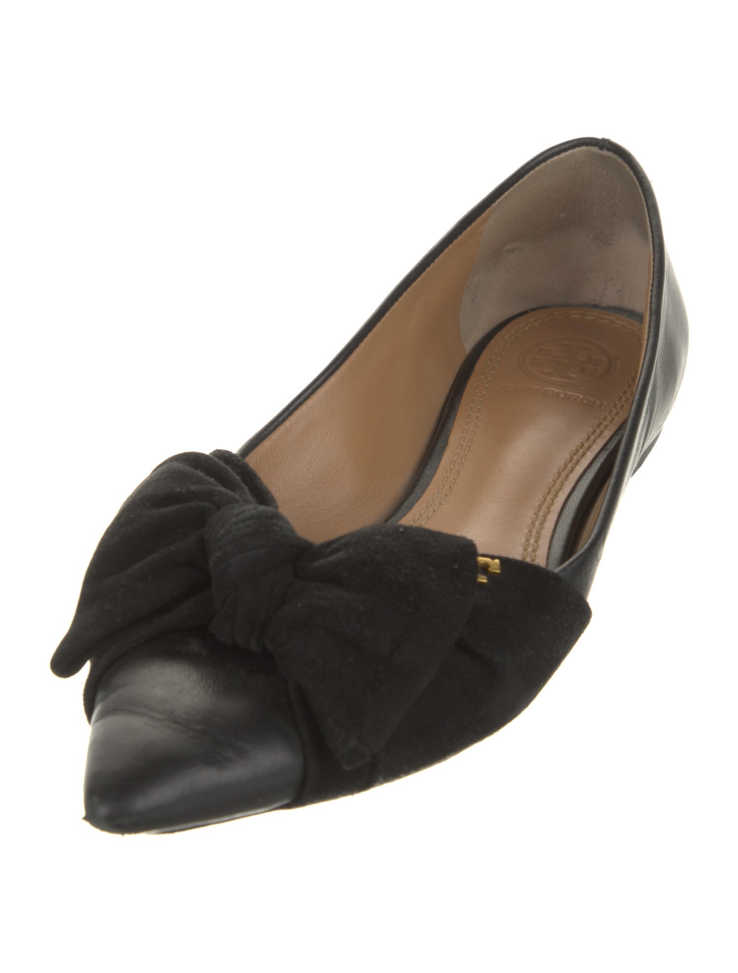Tory Burch Leather Bow Accents Ballet Flats
