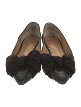 Tory Burch Leather Bow Accents Ballet Flats