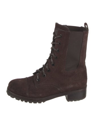 Tory Burch Suede Leather Trim Embellishment Combat Boots