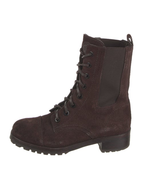 Tory Burch Suede Leather Trim Embellishment Combat Boots