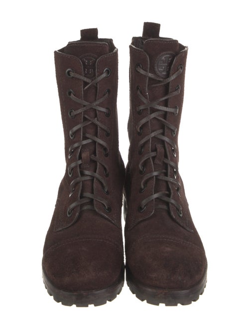 Tory Burch Suede Leather Trim Embellishment Combat Boots
