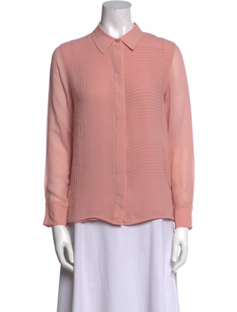 Tory Burch Silk Long Sleeve Button-Up Top
