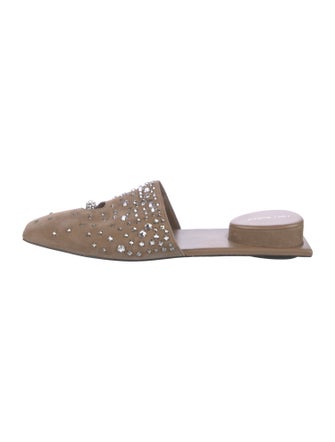 Tory Burch Suede Crystal Embellishments Mules