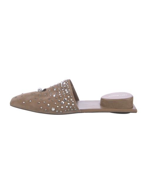 Tory Burch Suede Crystal Embellishments Mules