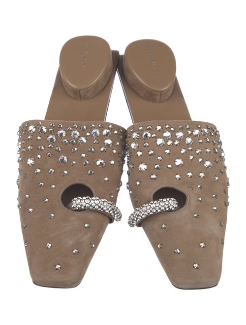 Tory Burch Suede Crystal Embellishments Mules