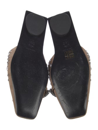 Tory Burch Suede Crystal Embellishments Mules