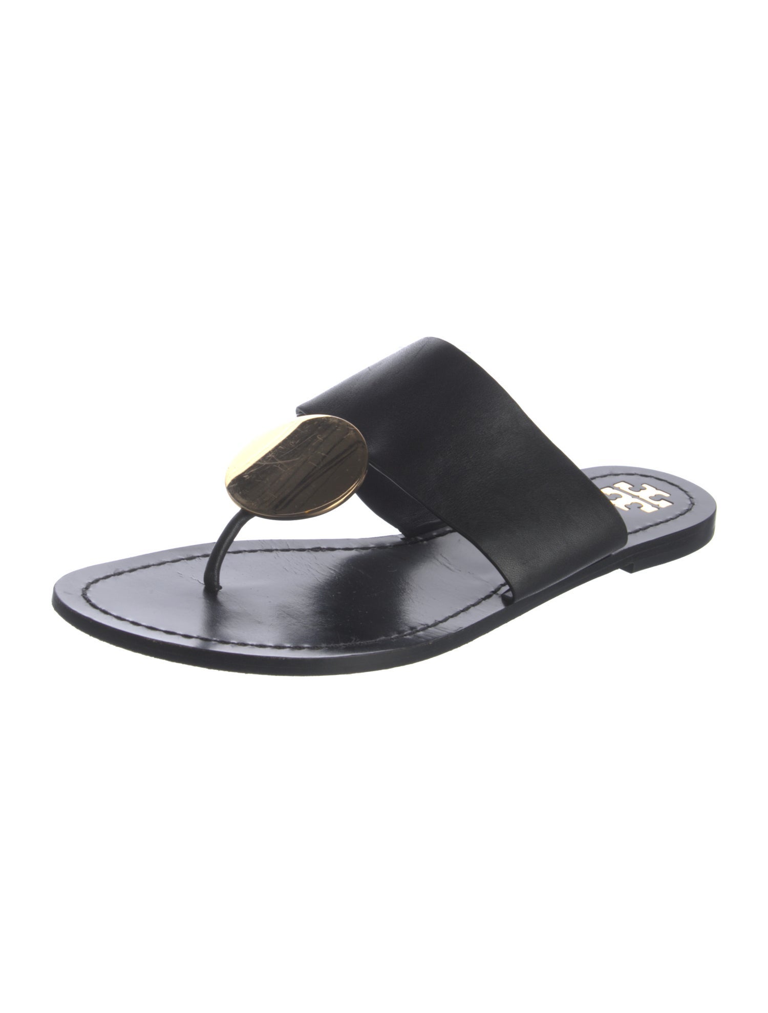 Tory Burch Leather Studded Accents Slides