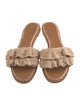 Tory Burch Raffia Ruffle Embellishment Slides