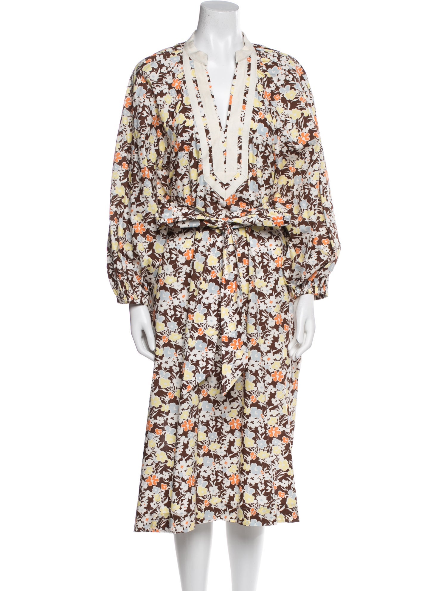 Tory Burch Floral Print Midi Length Dress