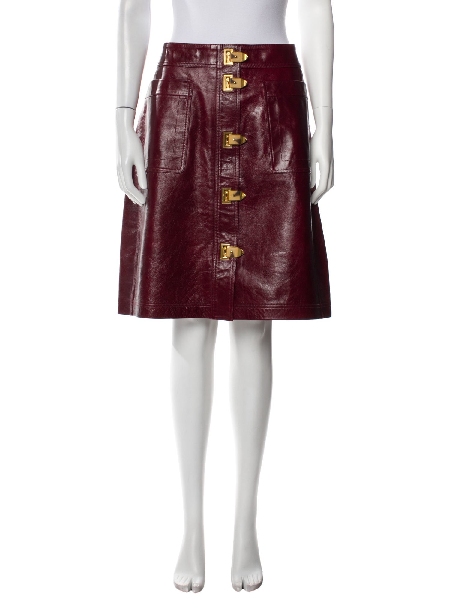 Tory Burch Leather Knee-Length Skirt