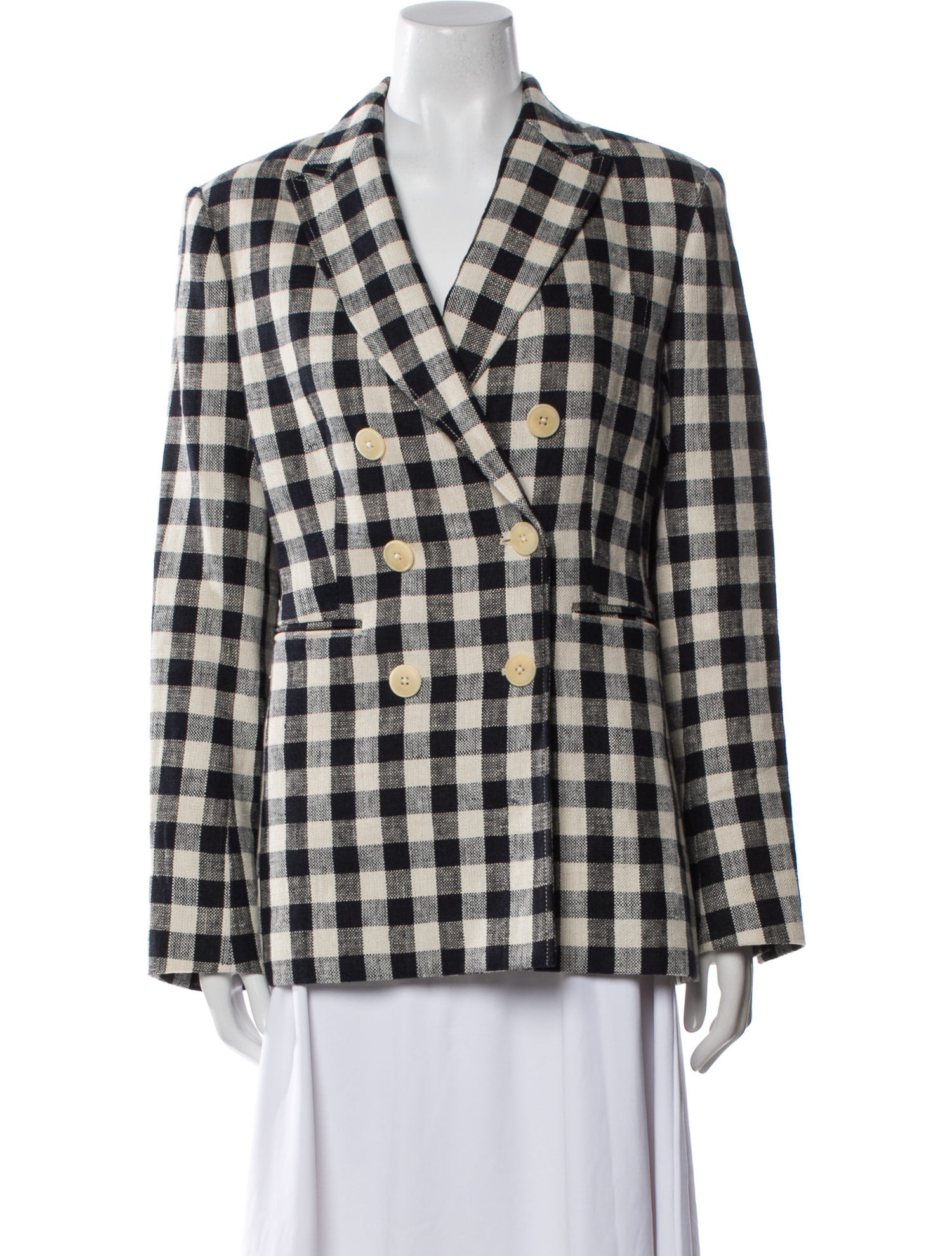 Tory Burch Linen Plaid Print Blazer