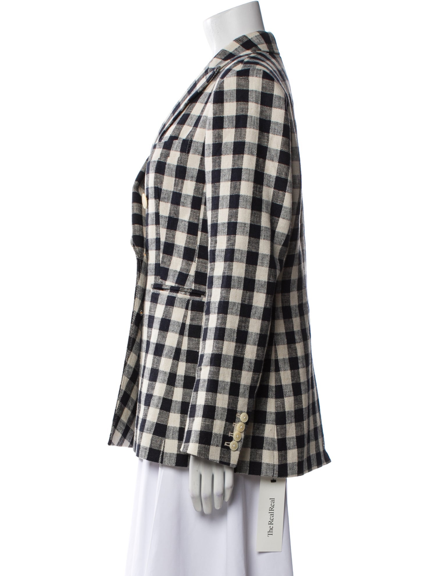 Tory Burch Linen Plaid Print Blazer