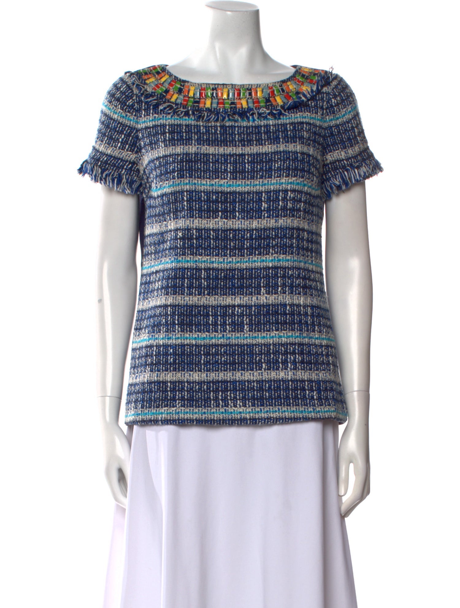 Tory Burch Printed Bateau Neckline Top