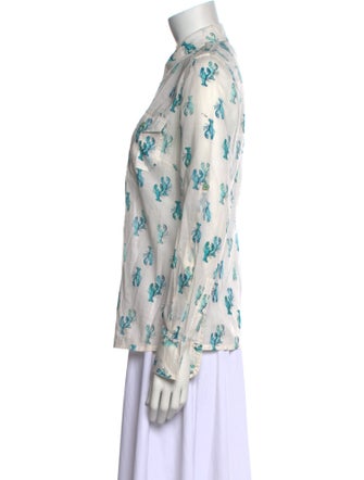 Tory Burch Printed Long Sleeve Button-Up Top