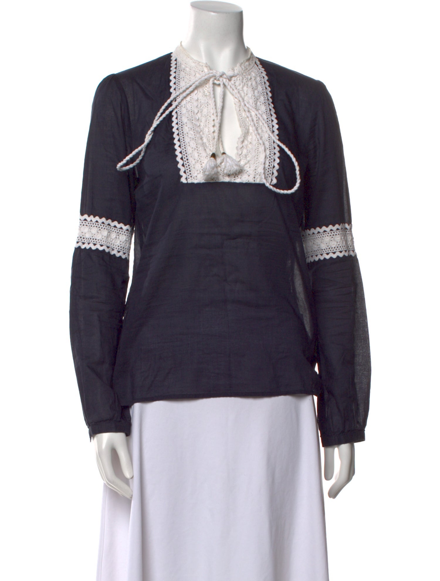 Tory Burch V-Neck Long Sleeve Top