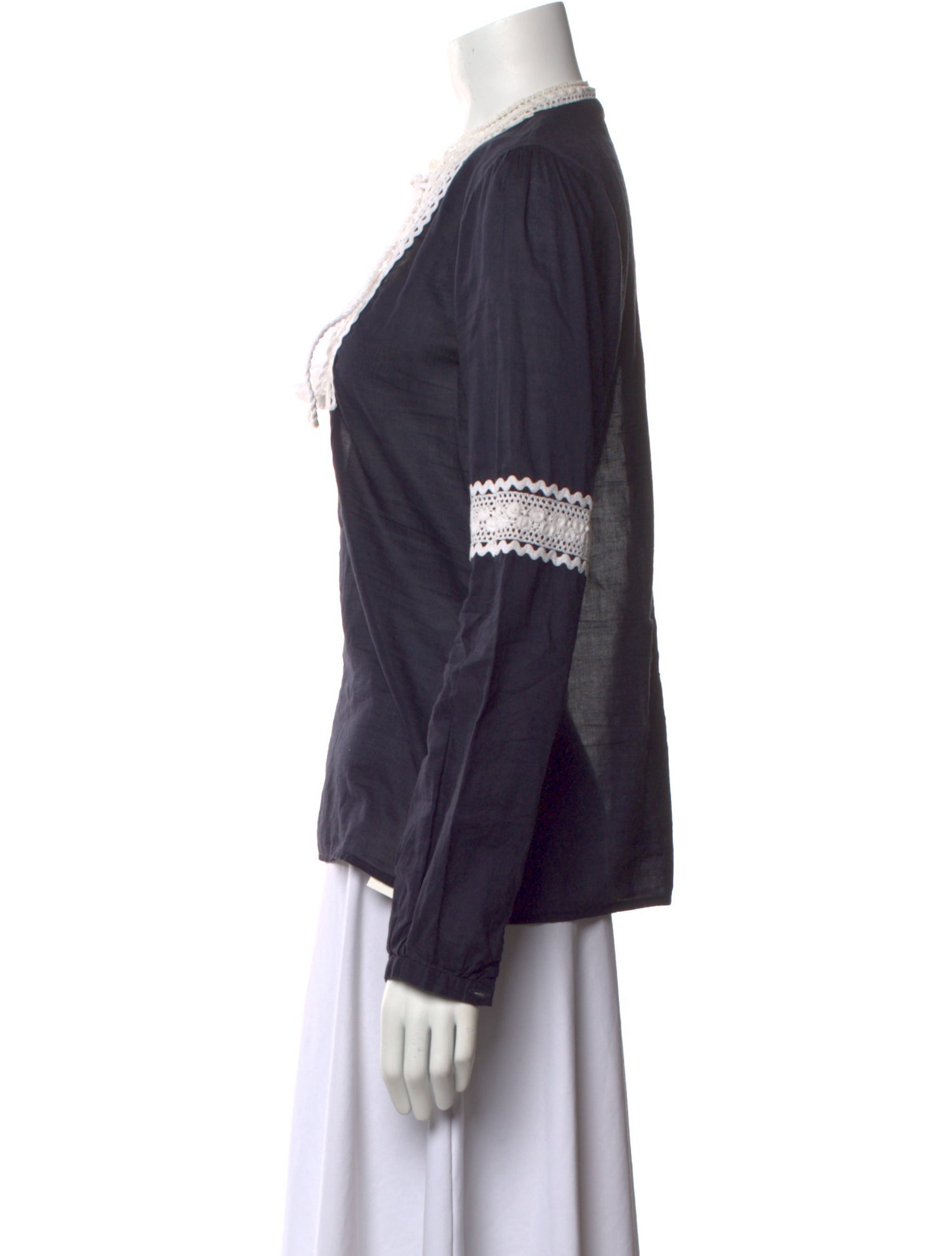 Tory Burch V-Neck Long Sleeve Top