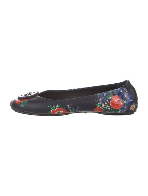 Tory Burch Leather Floral Print Ballet Flats