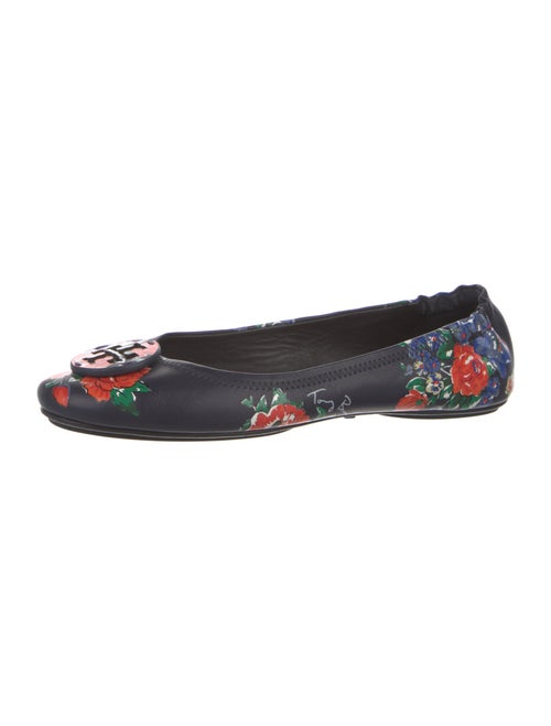 Tory Burch Leather Floral Print Ballet Flats