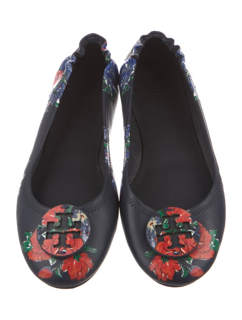 Tory Burch Leather Floral Print Ballet Flats
