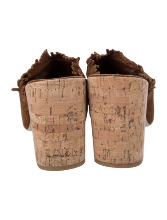 Tory Burch Suede Fringe Trim Accent Slides