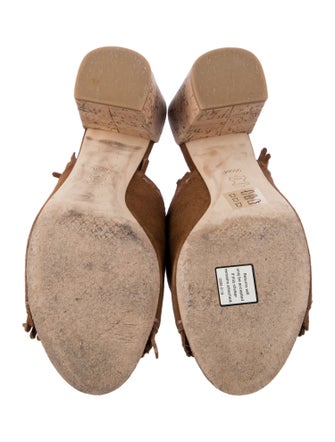 Tory Burch Suede Fringe Trim Accent Slides