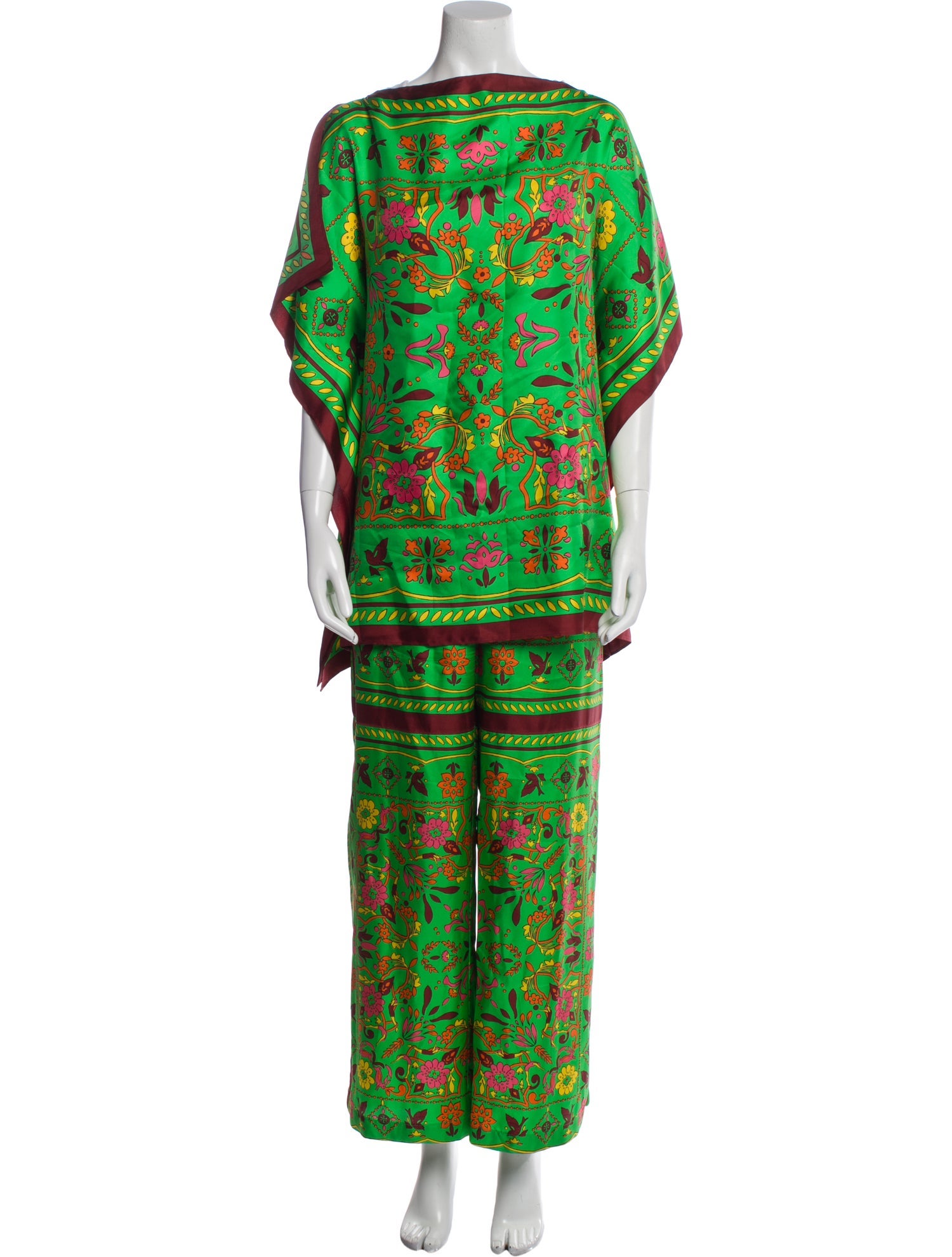 Tory Burch Silk Floral Print Pant Set