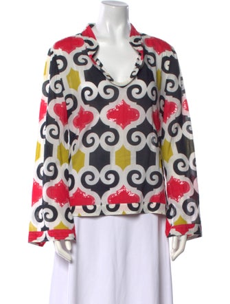 Tory Burch Printed V-Neck Blouse