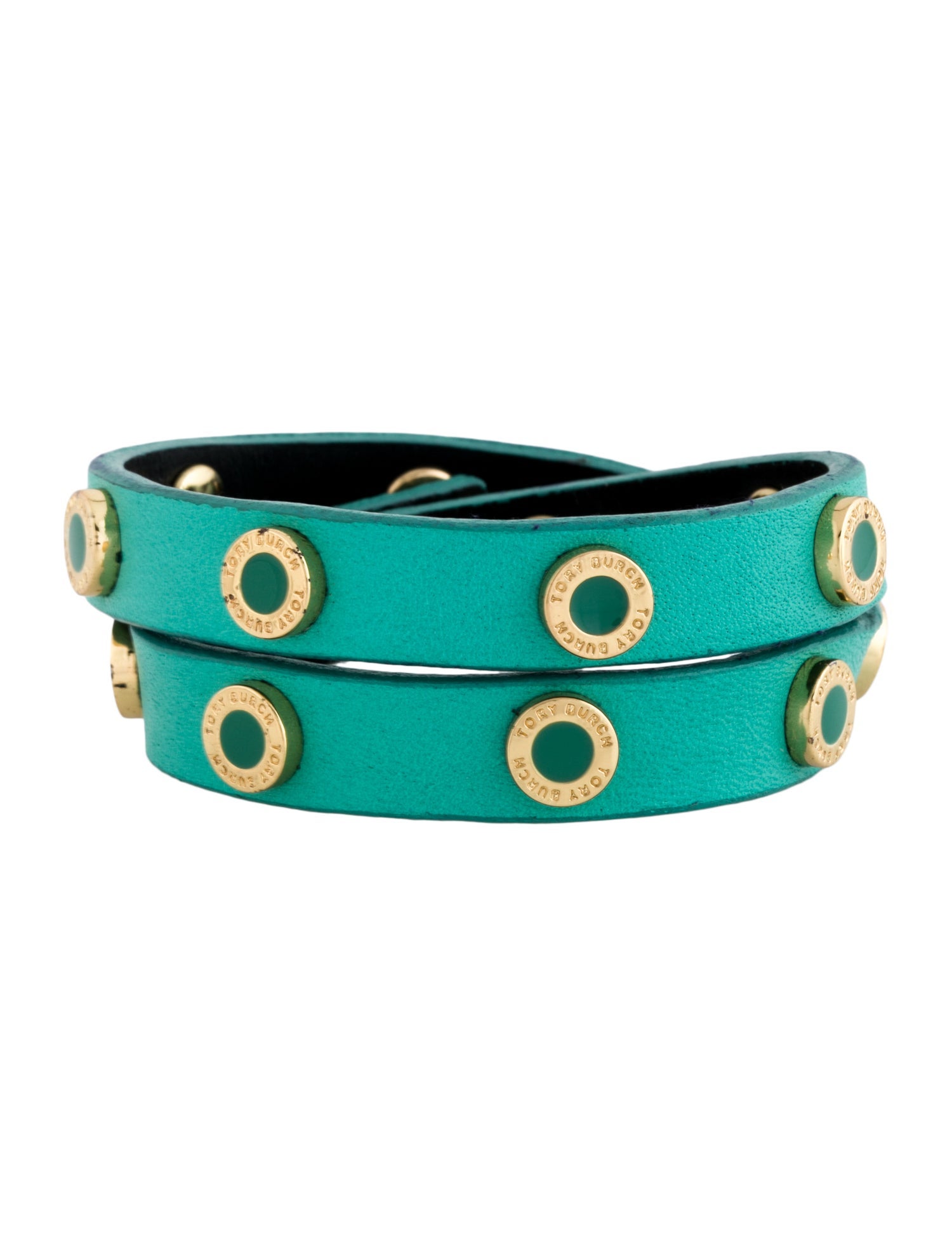 Tory Burch Enamel & Leather Cole Double Wrap Bracelet
