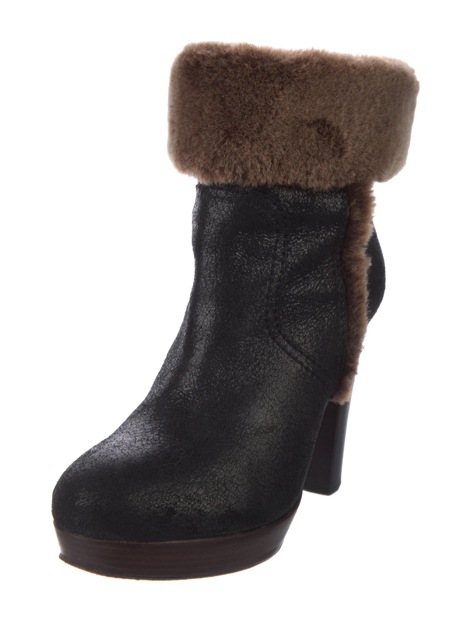 Tory Burch Leather Colorblock Pattern Boots