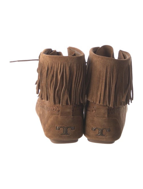 Tory Burch Suede Fringe Trim Accent Lace-Up Boots