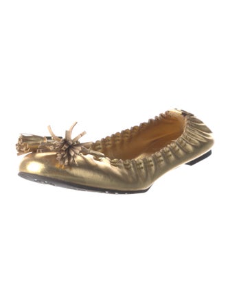 Tory Burch Leather Bow Accents Ballet Flats
