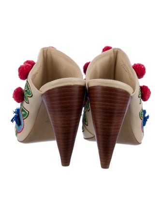 Tory Burch Leather Floral Print Slides