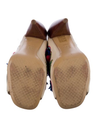 Tory Burch Leather Floral Print Slides