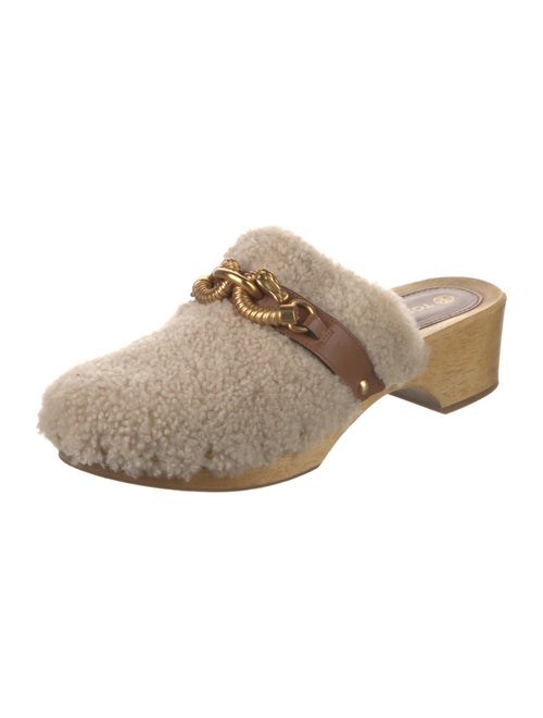 Tory Burch Shearling Leather Trim Embellishment Mules