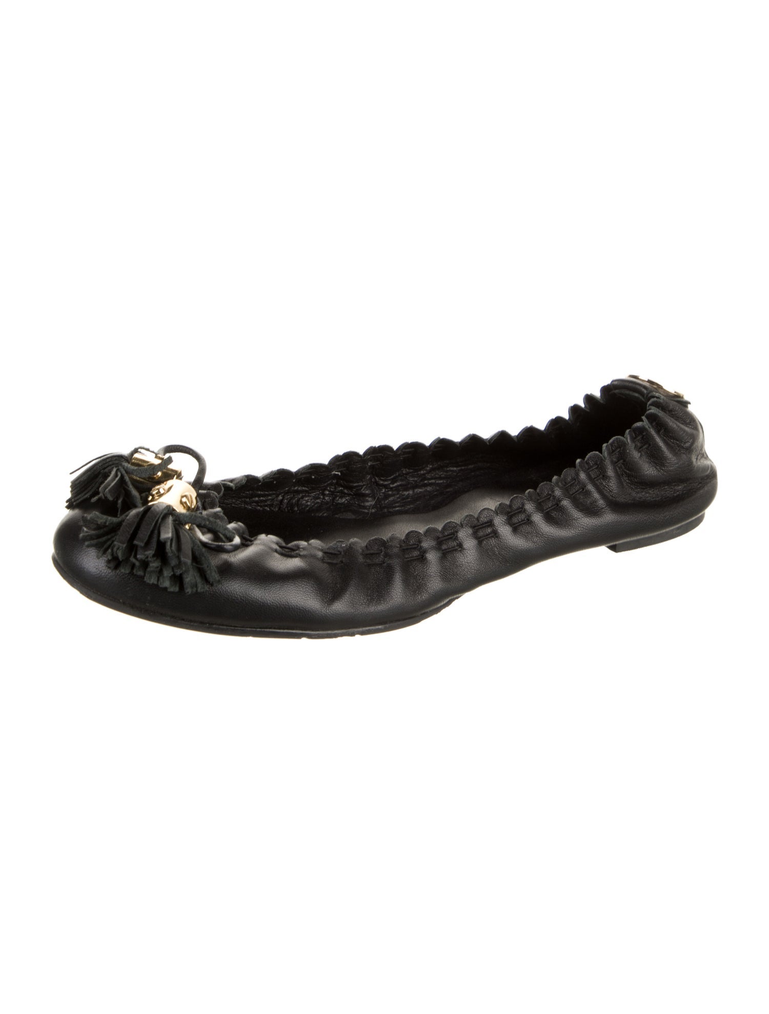 Tory Burch Leather Bow Accents Ballet Flats