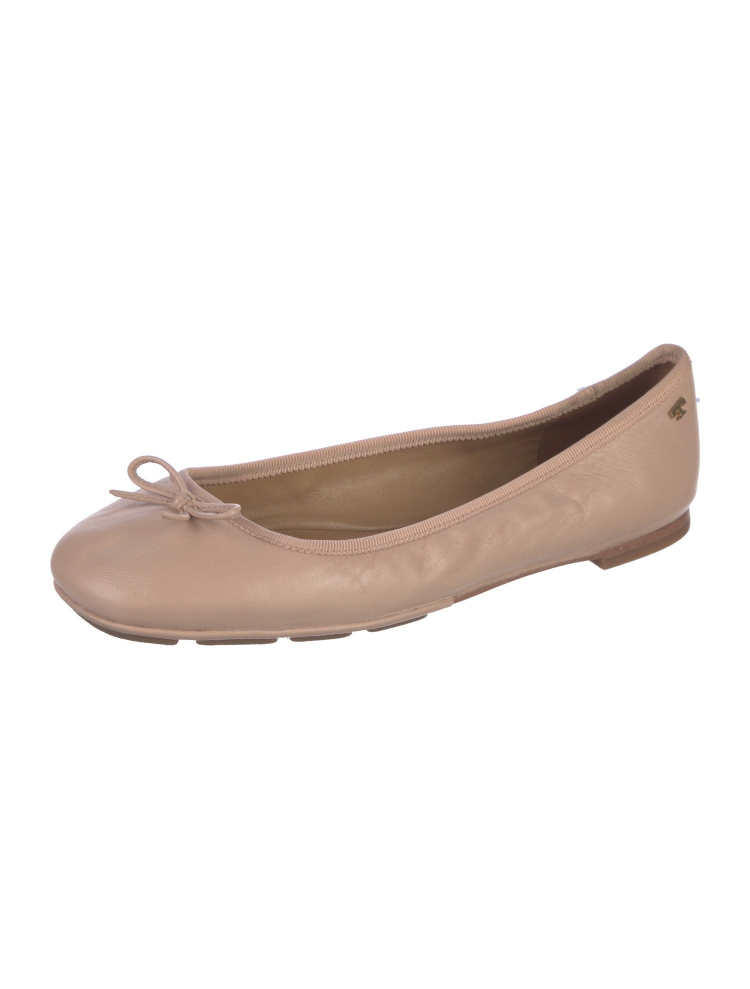 Tory Burch Leather Bow Accents Ballet Flats
