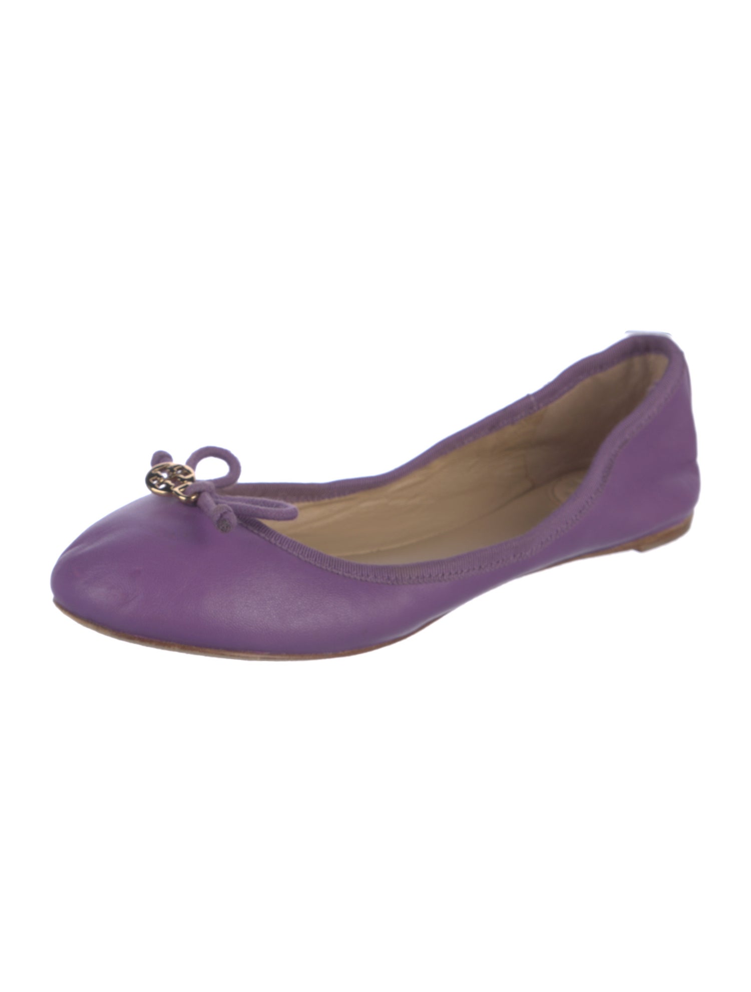 Tory Burch Leather Bow Accents Ballet Flats