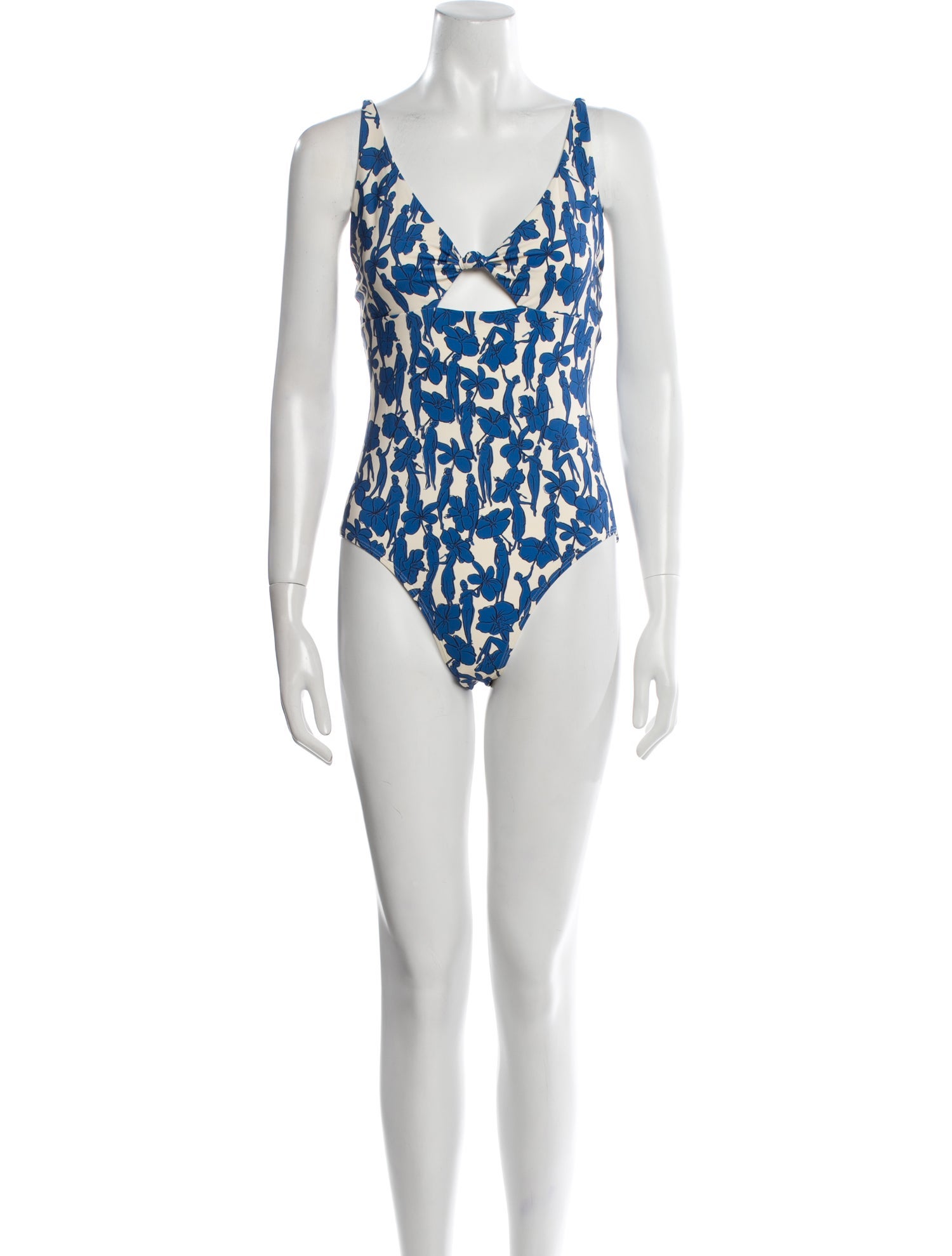 Tory Burch Printed Keyhole Accent One-Piece w/ Tags