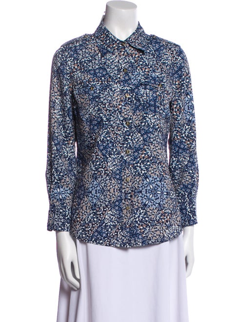 Tory Burch Printed Long Sleeve Button-Up Top