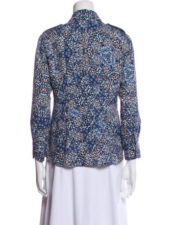 Tory Burch Printed Long Sleeve Button-Up Top