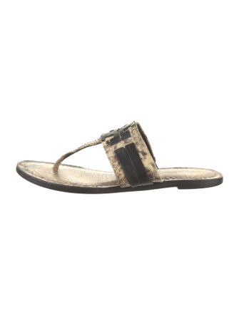 Tory Burch Leather Animal Print Slides