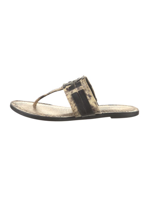 Tory Burch Leather Animal Print Slides