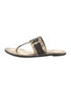 Tory Burch Leather Animal Print Slides