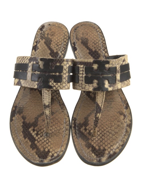 Tory Burch Leather Animal Print Slides
