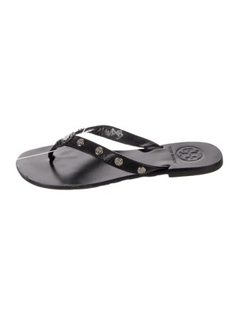 Tory Burch Leather Studded Accents Slides